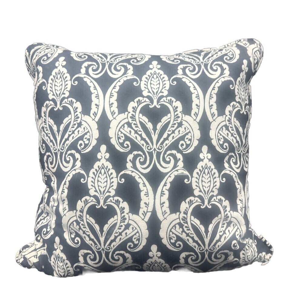 NEWPORT BLACK‎ & IVORY Damask Throw Pillow 19” X 19” Zipper
